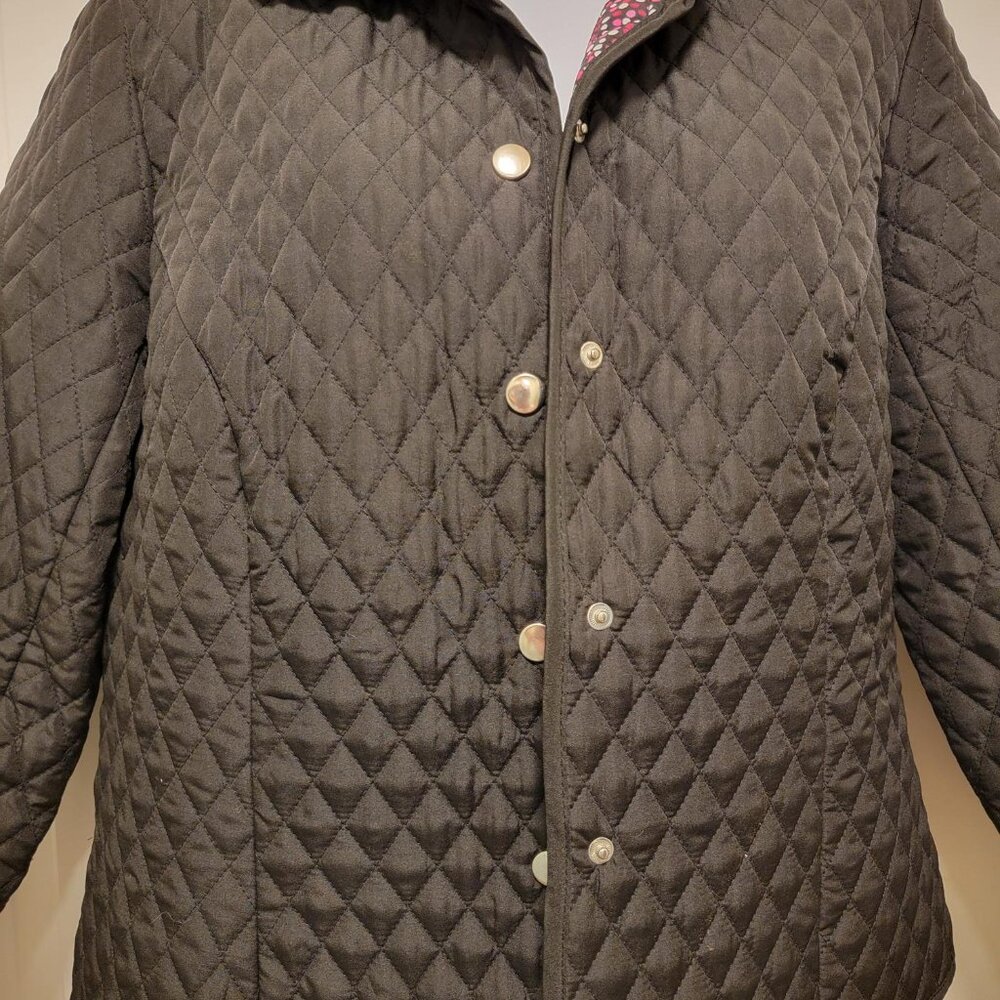 RL Richard Black Quilted Jacket Coat Size 12 Petite